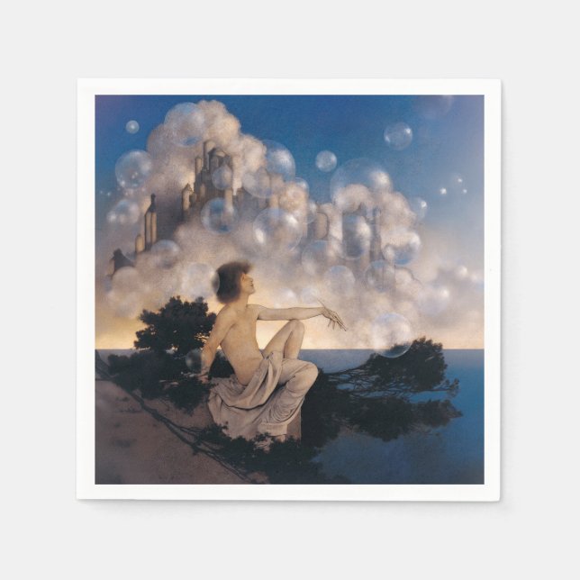 Servilleta De Papel Castillos Aéreos de Maxfield Parrish 1904 Fantasía (Anverso)