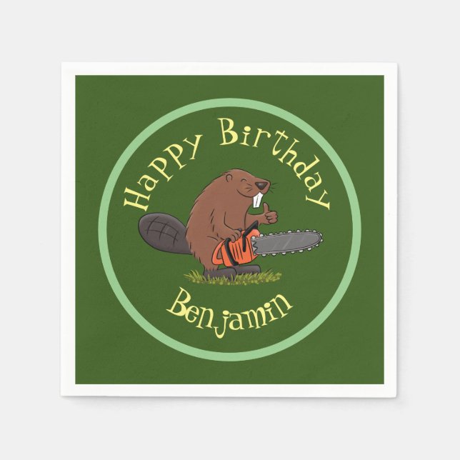 Servilleta De Papel castor con personalizado de motosierras (Anverso)