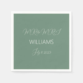 Servilleta De Papel Casual Sage Green Simple Script Boda Minimalista