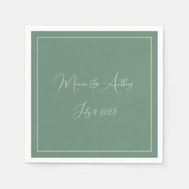 Servilleta De Papel Casual Sage Green Simple Script Boda Minimalista
