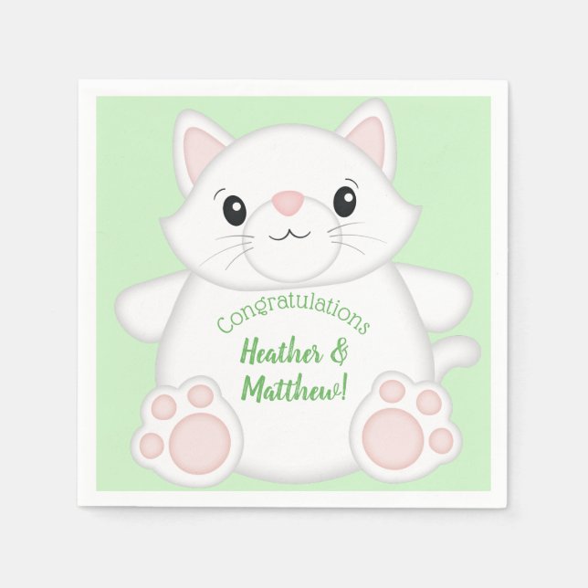 Servilleta De Papel Cat Baby Shower Kitty (Anverso)