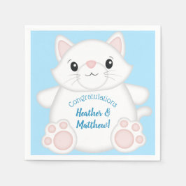 Servilleta De Papel Cat Baby Shower Kitty Blue