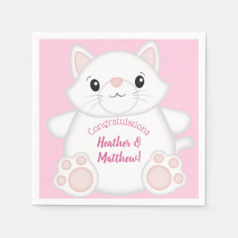 Servilleta De Papel Cat Baby Shower Kitty Pink