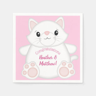 Servilleta De Papel Cat Baby Shower Kitty Pink