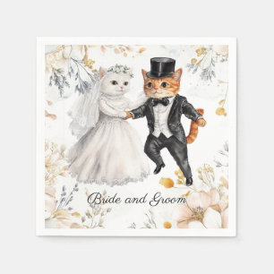Servilleta De Papel Cat Boda Cute y Gato Clásico