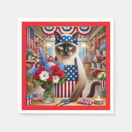 Servilleta De Papel CAT Fiesta de Barbacoa 4 de julio Día de la Indepe