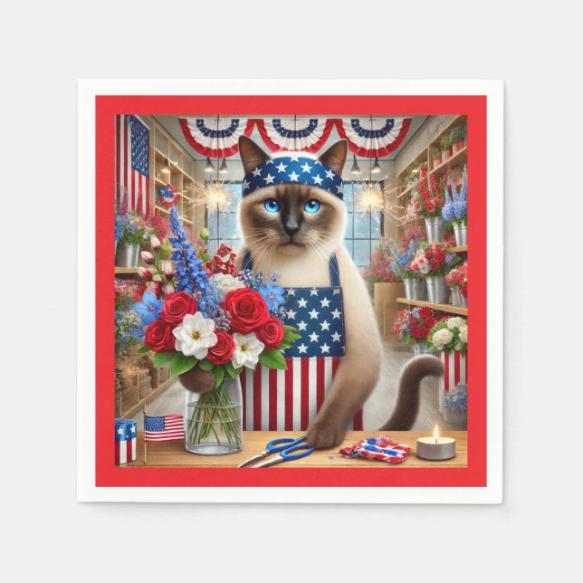 Servilleta De Papel CAT Fiesta de Barbacoa 4 de julio Día de la Indepe (Anverso)