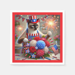 Servilleta De Papel CAT Fiesta de Barbacoa 4 de julio Día de la Indepe