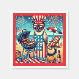 Servilleta De Papel CAT Fiesta de Barbacoa 4 de julio Día de la Indepe