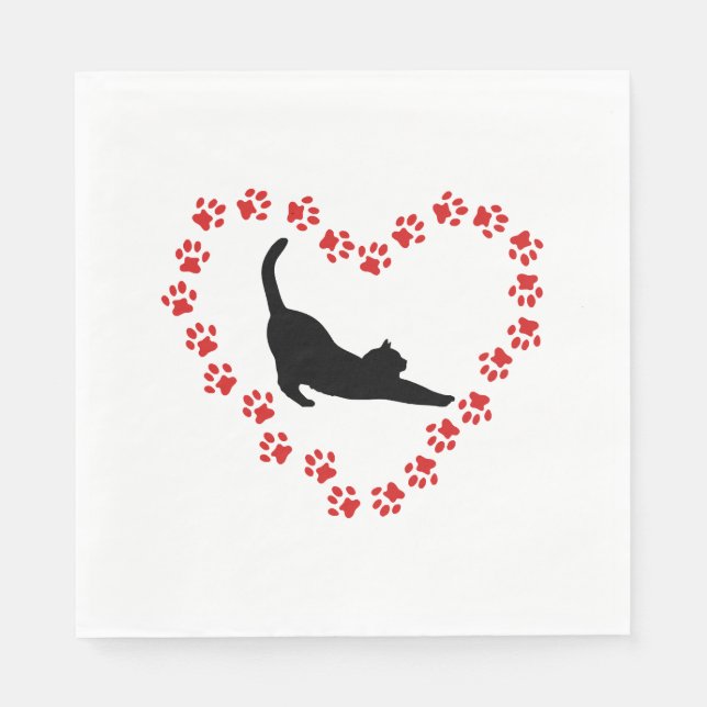 Servilleta De Papel Cat & Heart made of cat paws (Anverso)