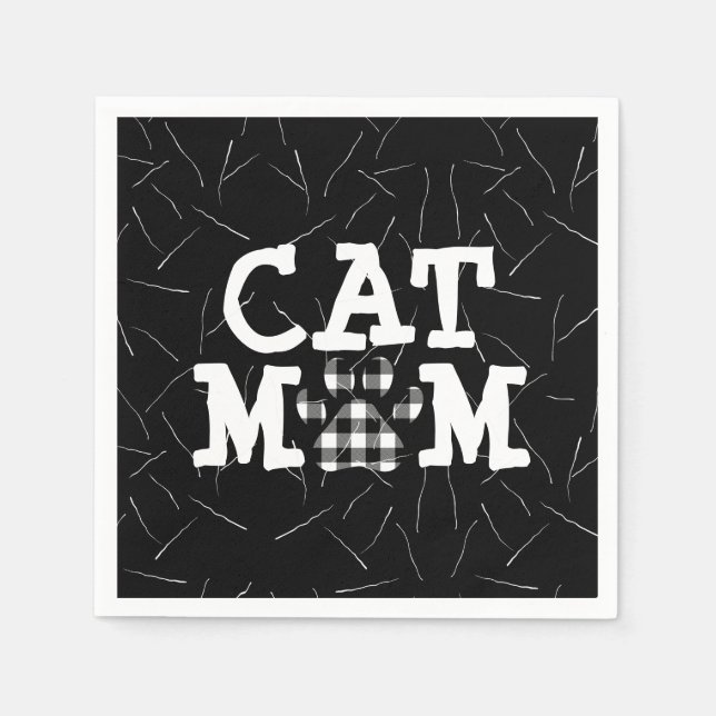 Servilleta De Papel Cat Mom Pawprint con hemisferias de gato (Anverso)