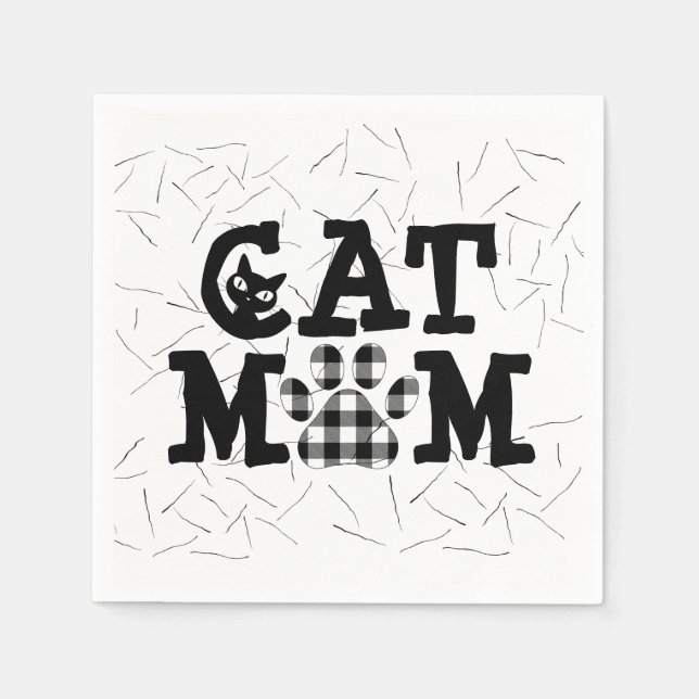 Servilleta De Papel Cat Mom Pawprint con hemisferias de gato (Anverso)