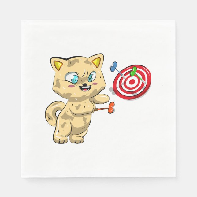 Servilleta De Papel Cat Playing Darts (Anverso)