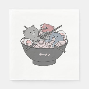 Servilleta De Papel Cat Ramen Kawaii