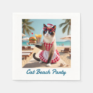 Servilleta De Papel Cat sirve hamburguesa para fiesta de playa