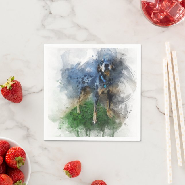 Servilleta De Papel Catahoula del leopardo azul en acuarela (In situ)