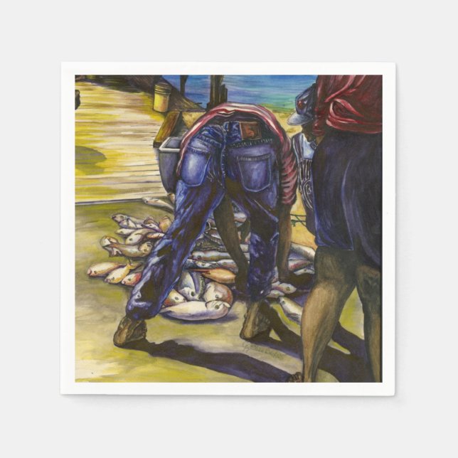 Servilleta De Papel Catch de la mañana, isla del puerto (Anverso)