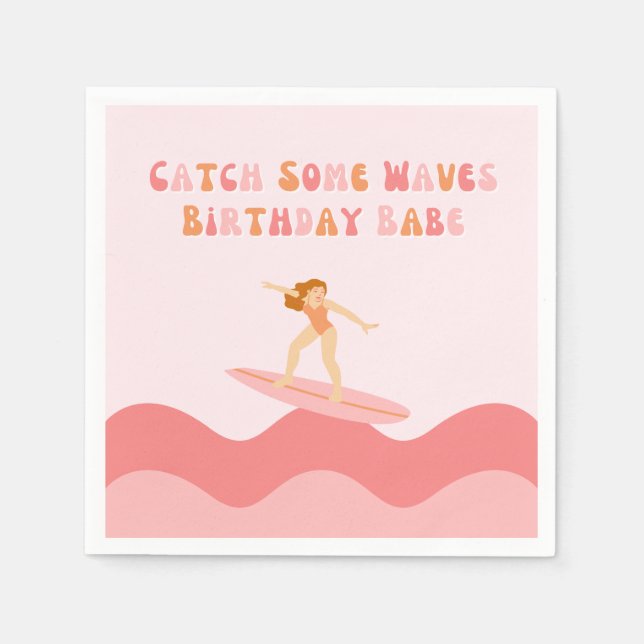 Servilleta De Papel Cath algunas olas Cumpleaños Babe Napkins (Anverso)