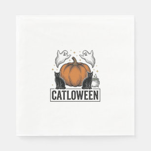 Servilleta De Papel Catloween Gato Negro Fantasma Diseño Vectorial de