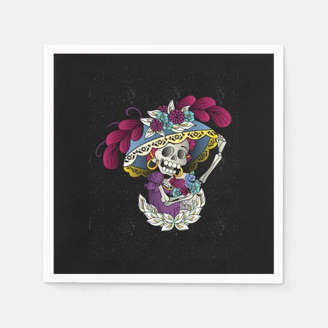Servilleta De Papel Catrina mexicana vectorial (Anverso)