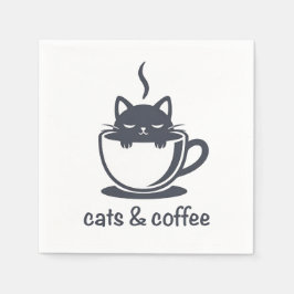 Servilleta De Papel Cats and Coffee Funny Noir Feline Morning Mood