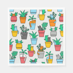 Servilleta De Papel Cats in the flowerpots