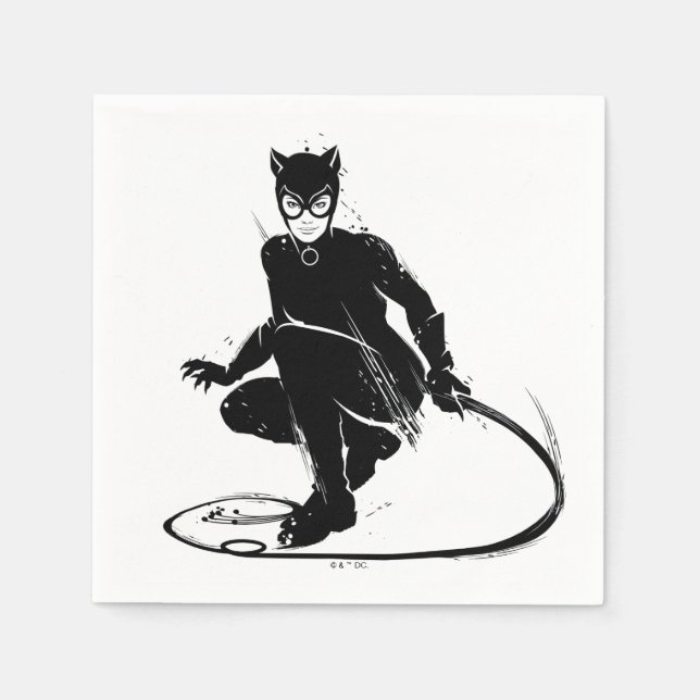 Servilleta De Papel Catwoman Pose de Pincel de Tinta (Anverso)