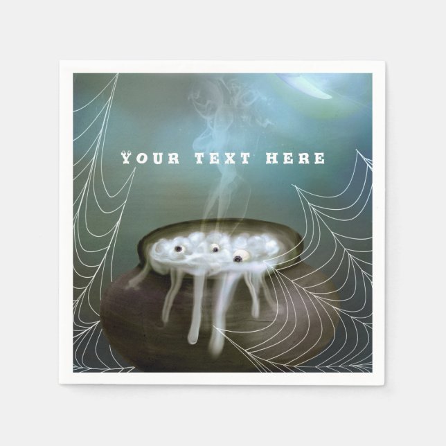 Servilleta De Papel Cauldron de la fiesta de Halloween Fantasma (Anverso)