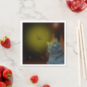 Servilleta De Papel Cautivado por la belleza: gato mesmerizado por mar