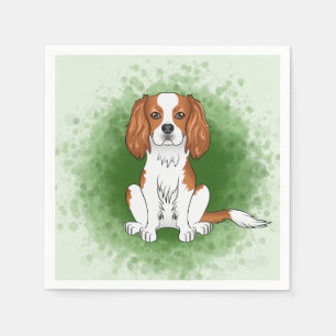 Servilleta De Papel Cavalier King Charles Spaniel Blenheim Sobre Verde