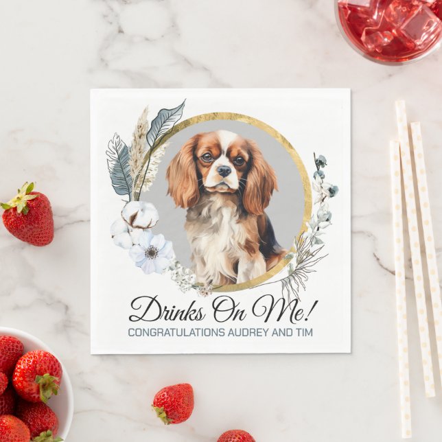 Servilleta De Papel Cavalier King Charles Spaniel Boda Napkins (In situ)