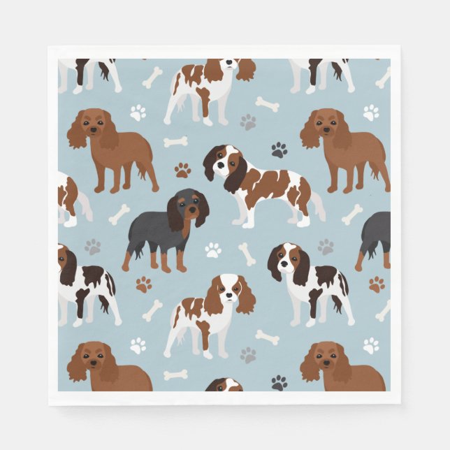 Servilleta De Papel Cavalier King Charles Spaniel Paws and Bones (Anverso)