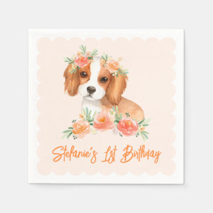 Servilleta De Papel Cavalier King Charles Spaniel Peach Dog Cumpleaños