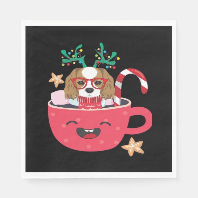 Servilleta De Papel Cavalier King Charles Spaniel Teacup Navidad Holid (Anverso)
