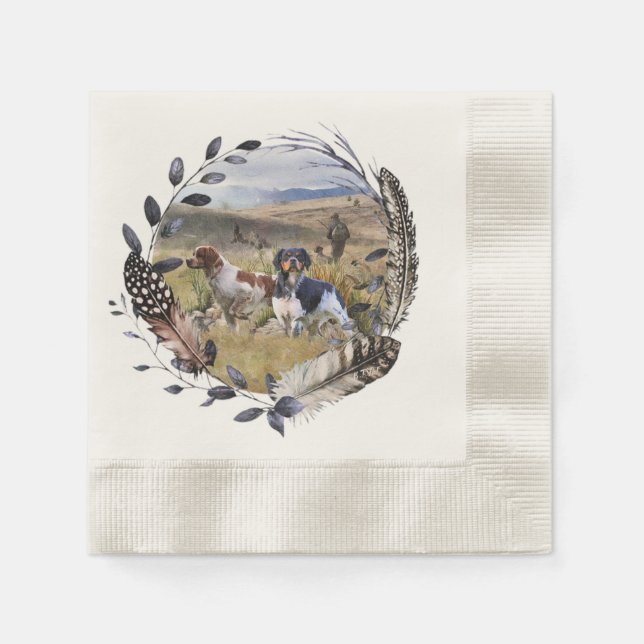 Servilleta De Papel Caza de codornices con un español británico, arte (Anverso)
