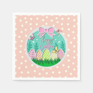 Servilleta De Papel Caza de huevos de Pascua adorable y mariposas colo