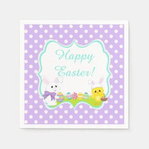 Servilleta De Papel Caza de huevos de Pascua con conejito y pollito li