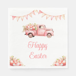 Servilleta De Papel Caza de huevos de Pascua en camión rosa