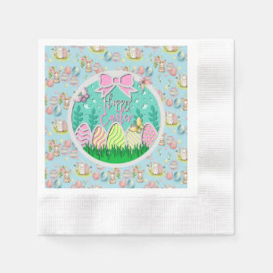 Servilleta De Papel Caza de huevos de Pascua y mariposas coloridas