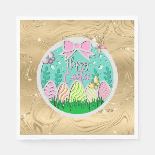 Servilleta De Papel Caza de huevos de Pascua y mariposas coloridas