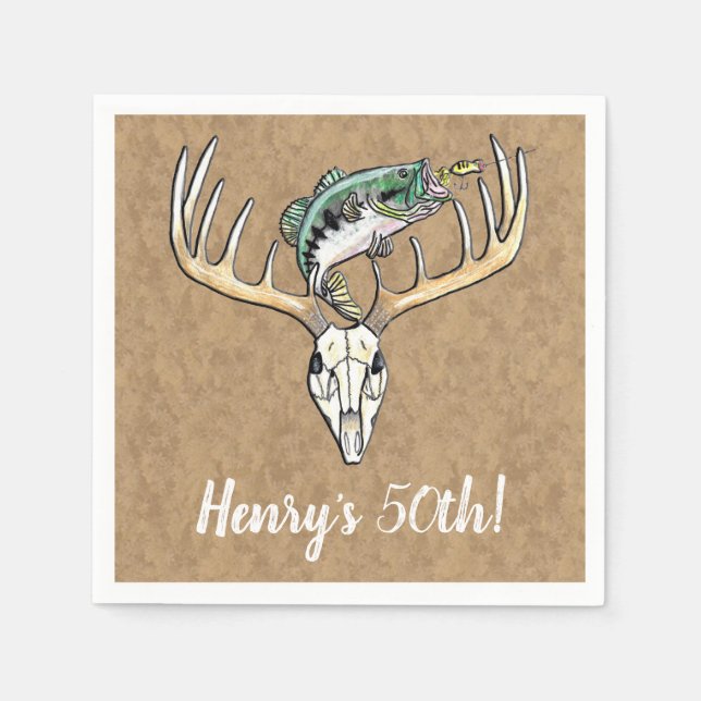 Servilleta De Papel Caza de Pescadores 50 cumpleaños (Anverso)
