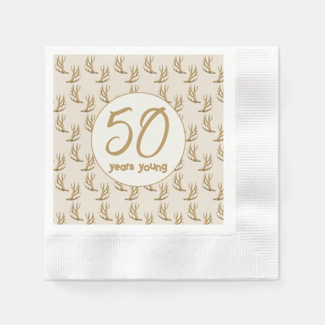 Servilleta De Papel Cazador de cuernos cumpleaños años joven (Anverso)