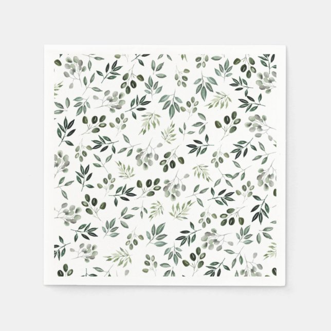 Servilleta De Papel Cazador de hojas verdes rústico (Anverso)