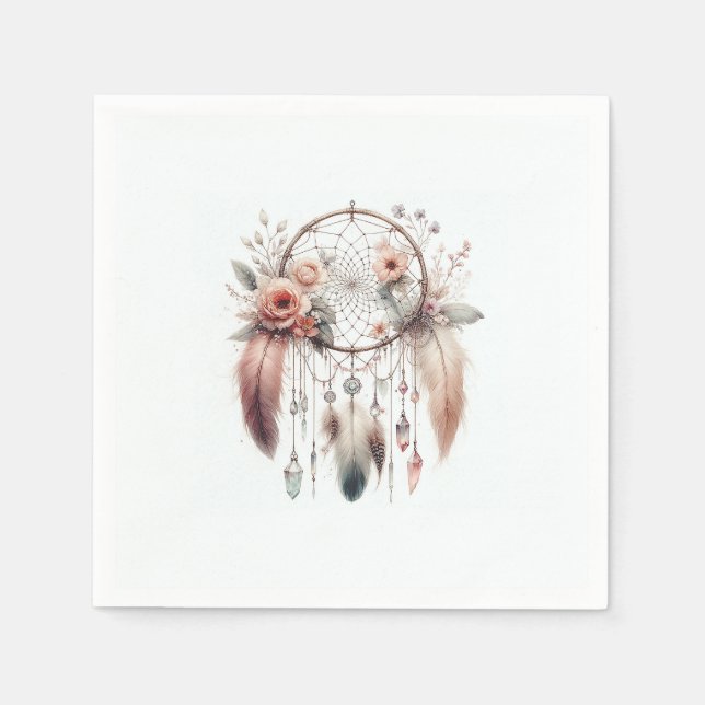 Servilleta De Papel Cazador de Sueños Bohemio Floral de Cristal para S (Anverso)