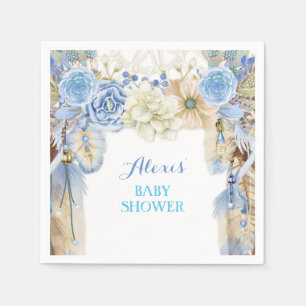 Servilleta De Papel Cazador de sueños boho pluma tribal azul pervinca
