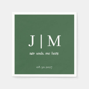 Servilleta De Papel Cazador Verde Boda Mensaje Personalizable Fecha