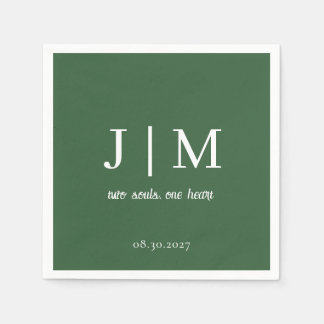 Servilleta De Papel Cazador Verde Boda Mensaje Personalizable Fecha 