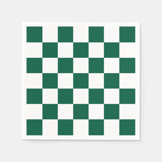 Servilleta De Papel Cazador Verde y Blanco a Cuadros (Anverso)