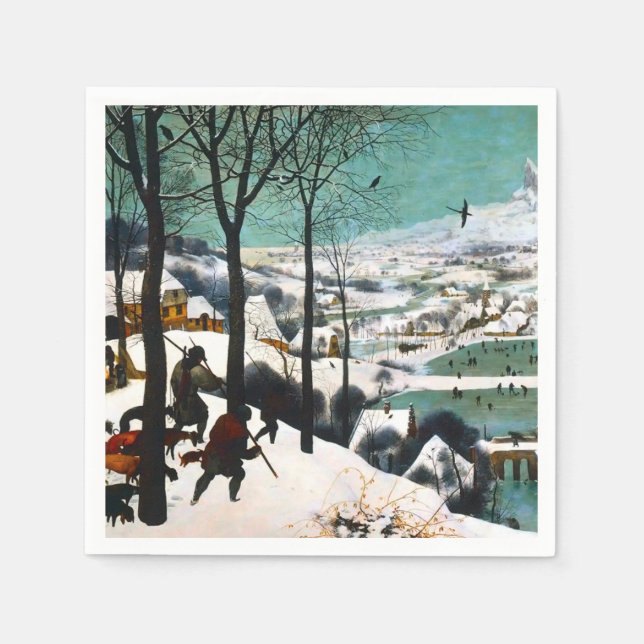 Servilleta De Papel Cazadores en el paisaje de la nieve Pieter Bruegel (Anverso)