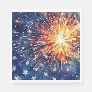 Servilleta De Papel Celebración de América. Estrellas y fuegos artific